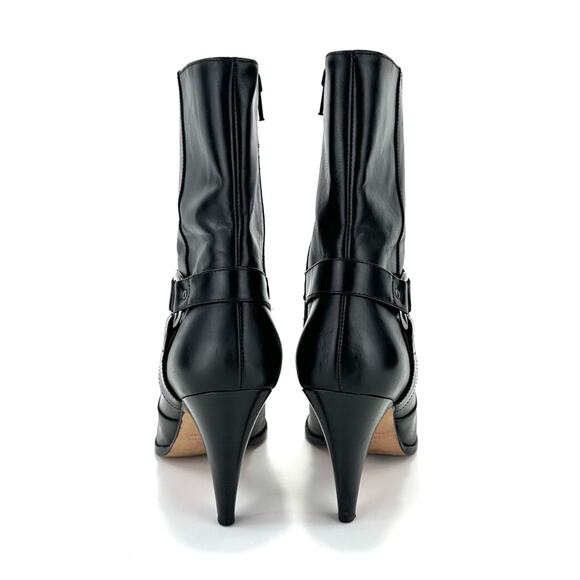 Lumiani Black Leather High Heel Short Boot Sz 9.5 Italian Made Almond Toe Bootie - Picture 4 of 9